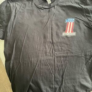 Harley-Davidson Black Tee with Red, White & Blue '1' Logo